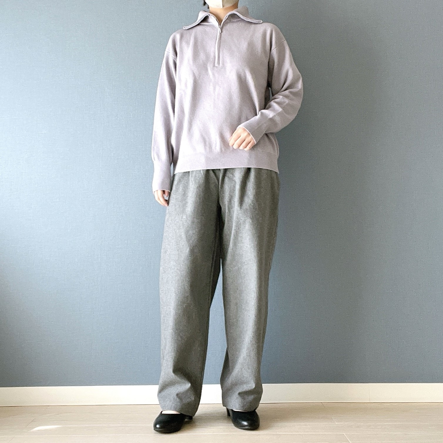 無印良品のオススメのトップス「洗えるミラノリブ編みハーフジップセーター」