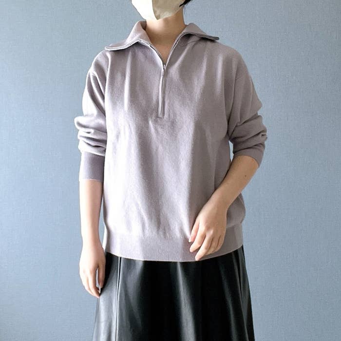 無印良品のオススメのトップス「洗えるミラノリブ編みハーフジップセーター」