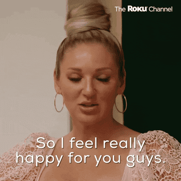 A woman saying "so I feel really happy for you guys I just feel sad"