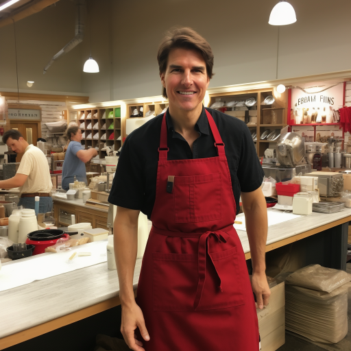 Tom Cruise working at Michaels