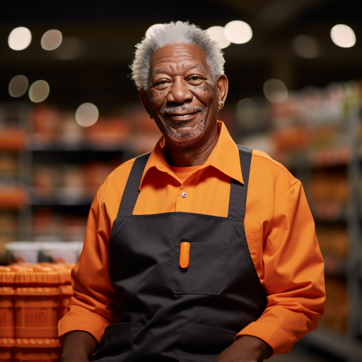 Morgan Freeman working at Home Depot