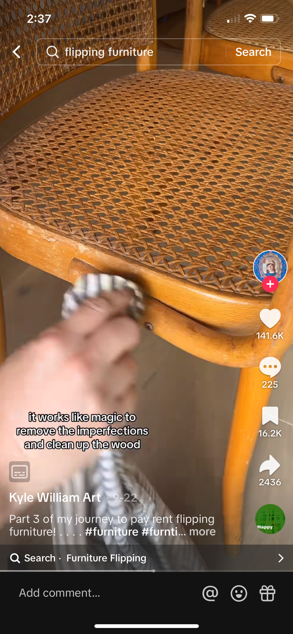 it works like magic to remove imperfections and clean up the wood