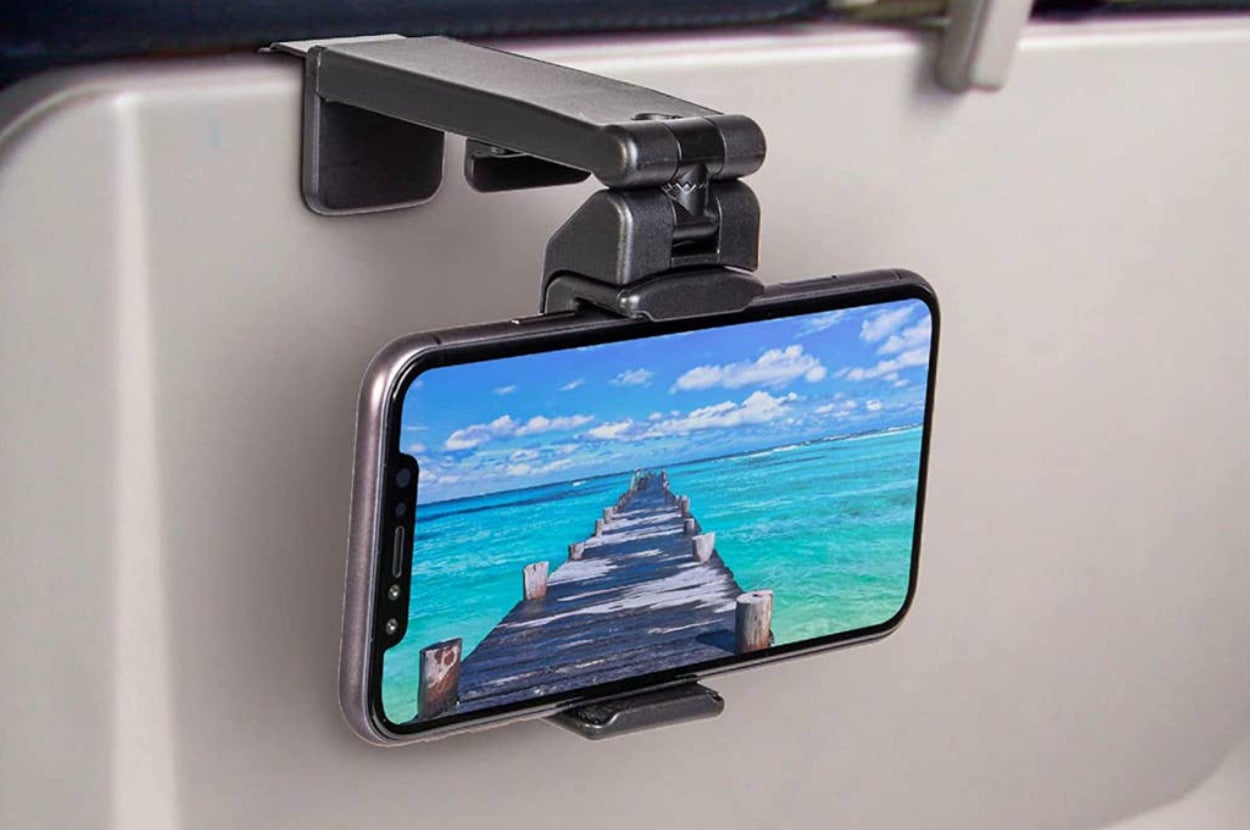an airplane phone mount