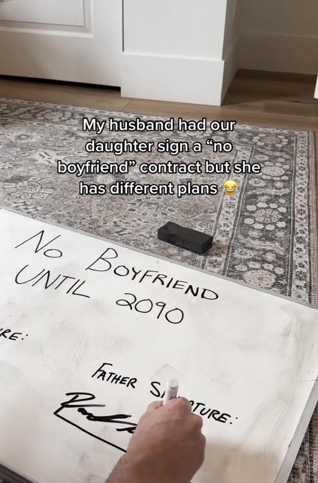 a no boyfriend contract made by the dad for his young daughter