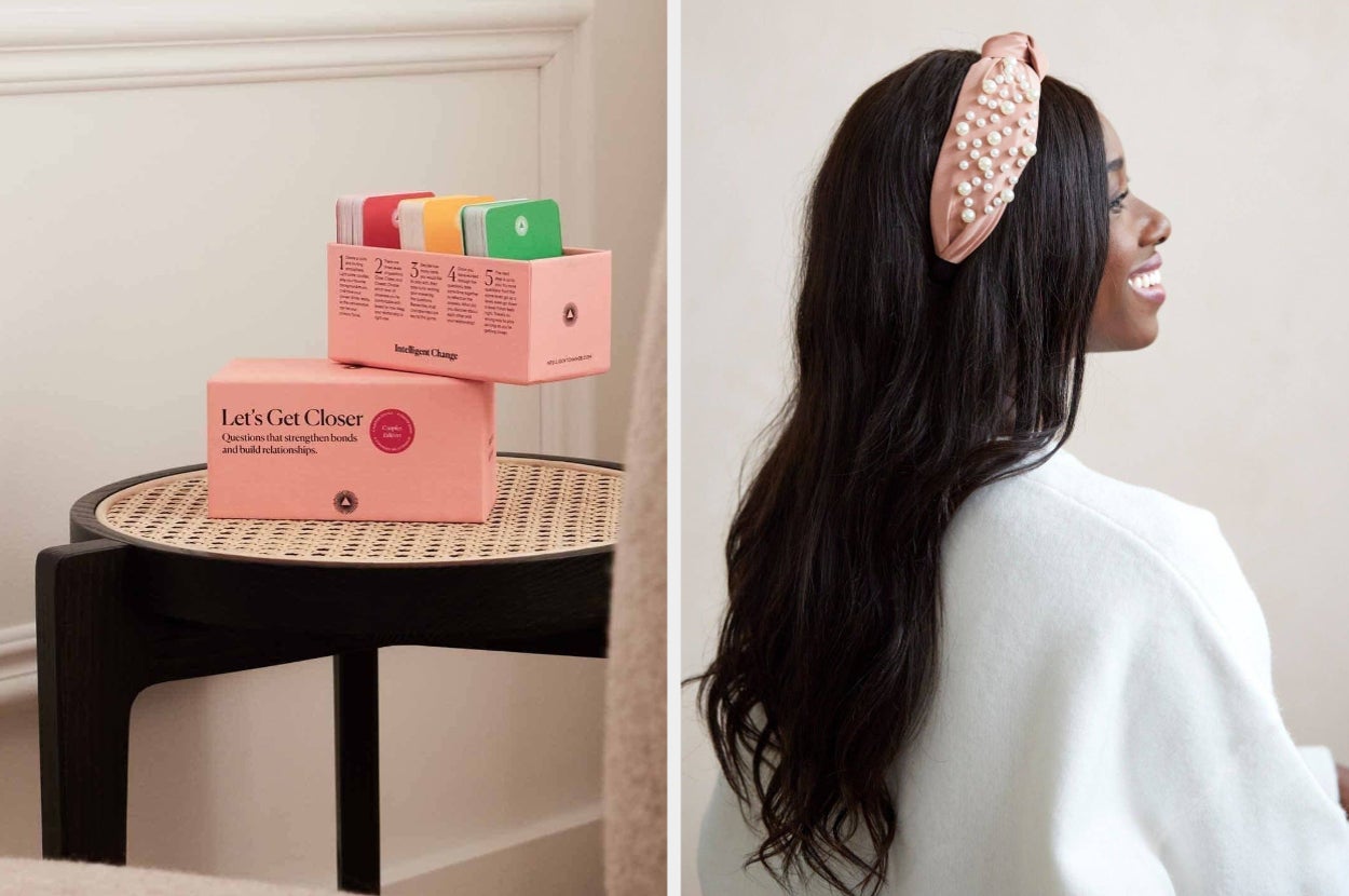 the lets get closer deck of cards and a blush pearl embellished headband