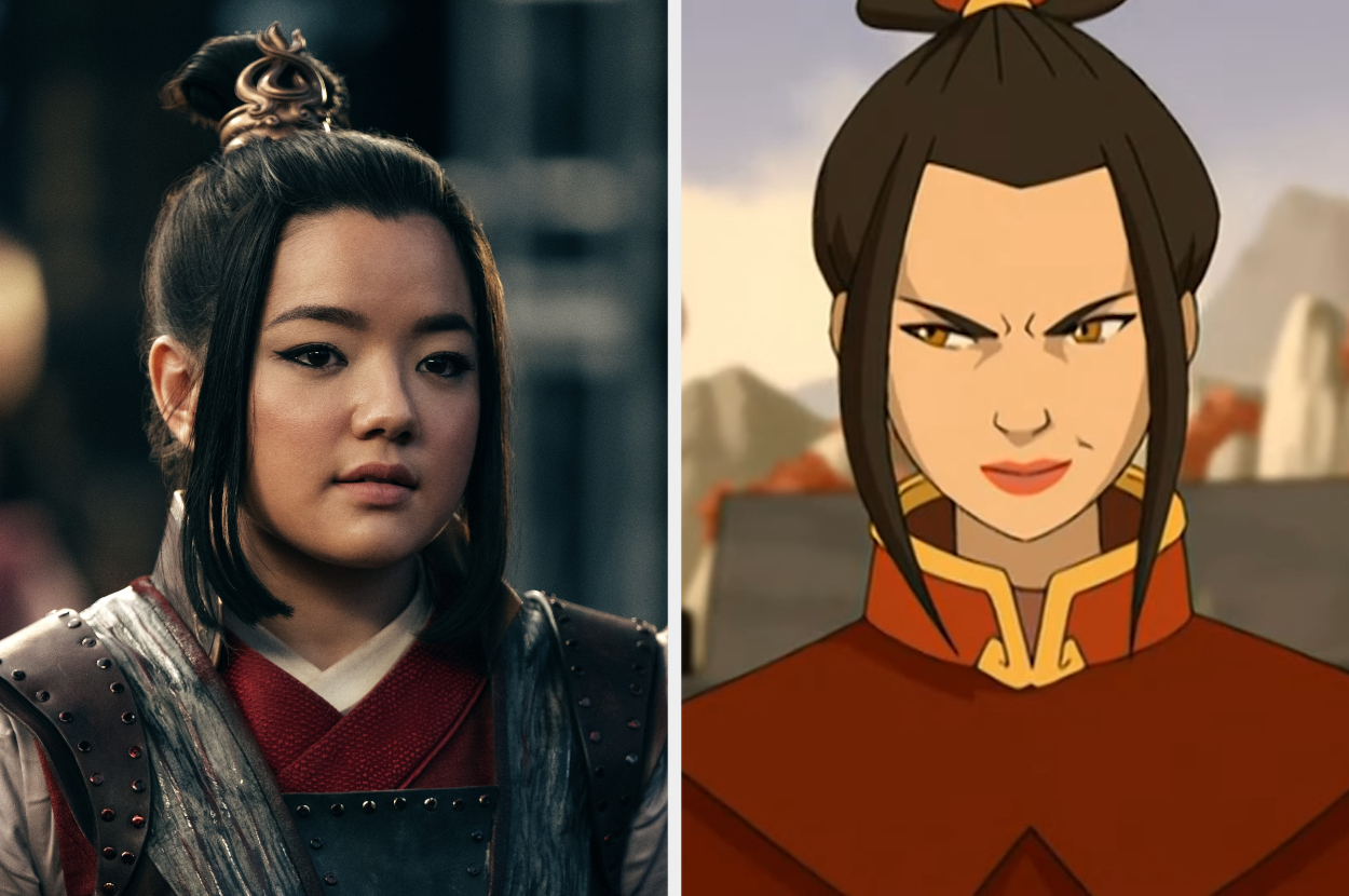Side-by-side of live-action Azula and animated Azula