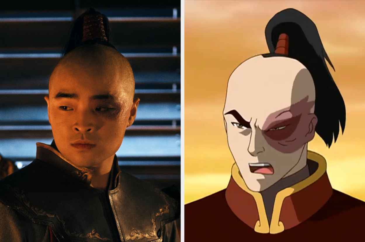 Side-by-side of live-action and animated Zuko