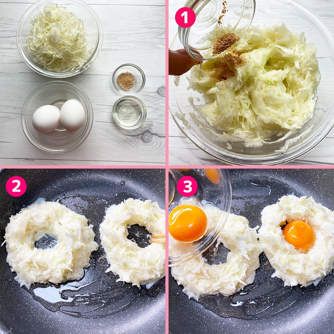キャベツと卵だけでお好み焼き】簡単目玉焼きレシピ・作り方｜Tasty