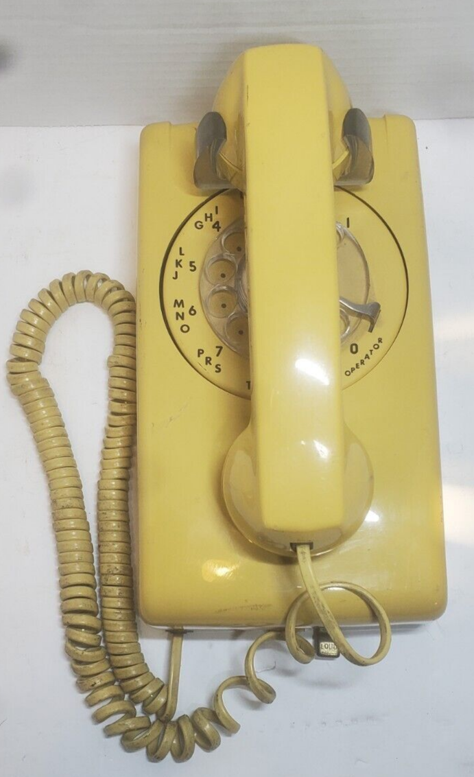A corded rotary phone