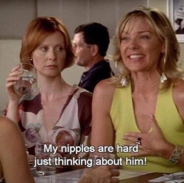 Kim Cattrall on &quot;Sex and the City&quot; saying my nipples are hard just thinking about him