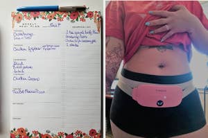 meal planning pad and belted heating pad 