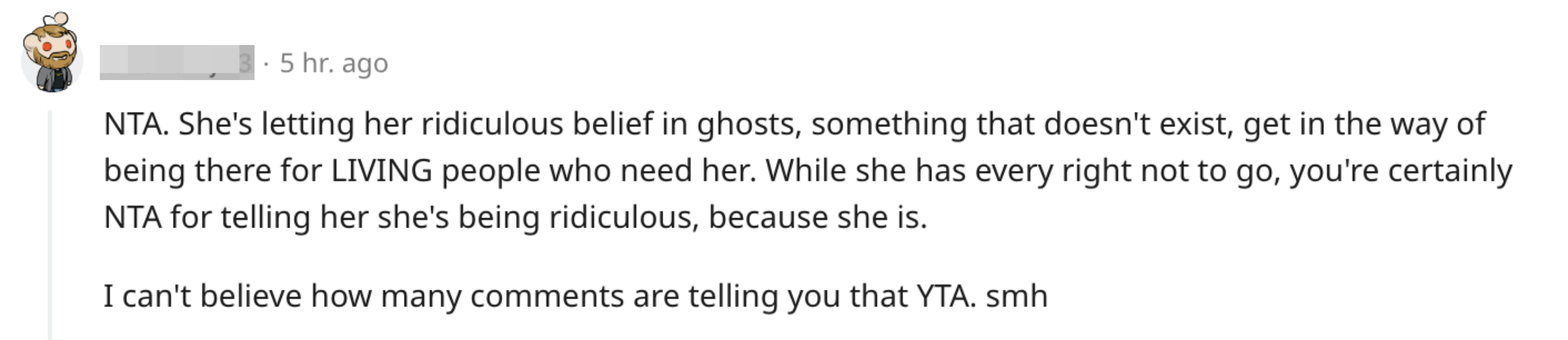 "I can't believe how many comments are telling you that YTA. smh"