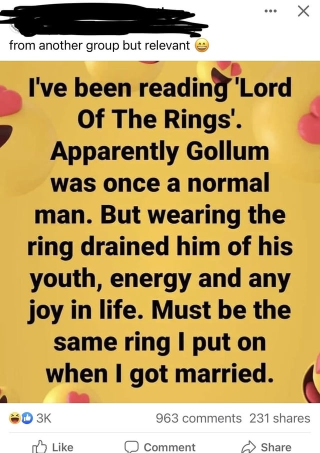 someone relating lord of the rings to being married