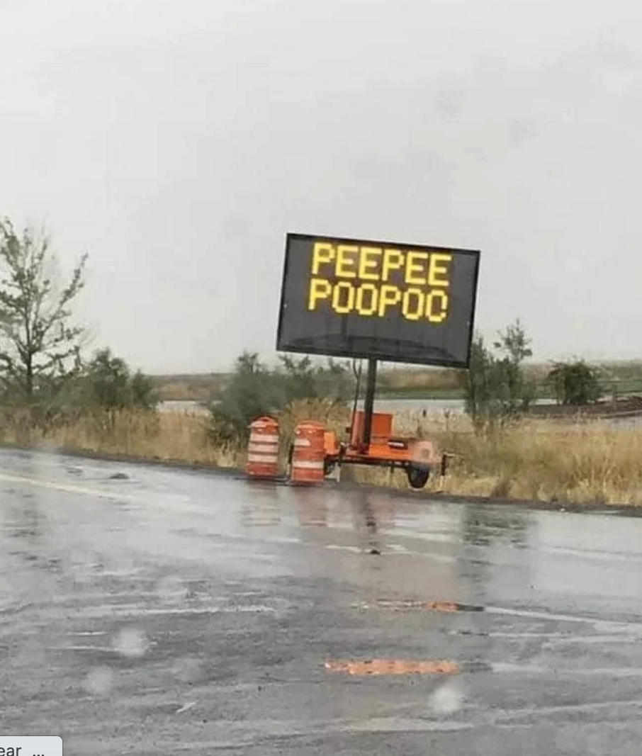 traffic sign says peepee poopoo
