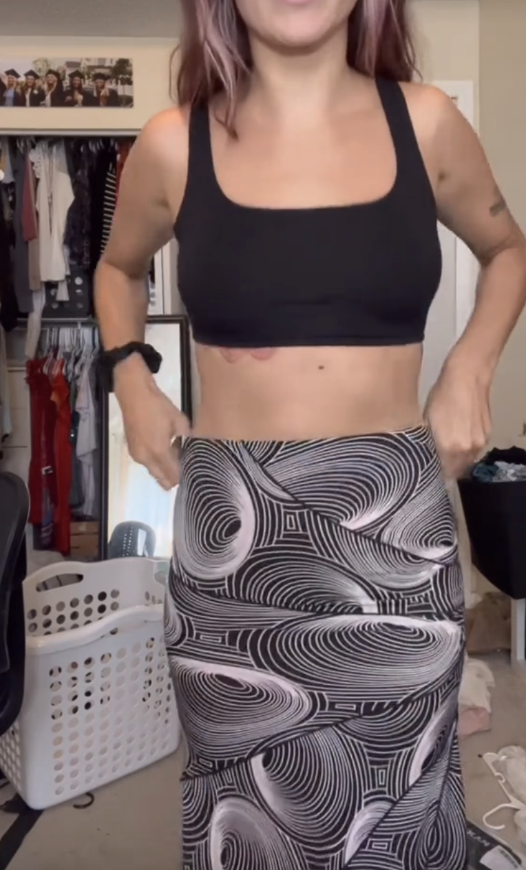 The skirt features several swirls overlapping with each other