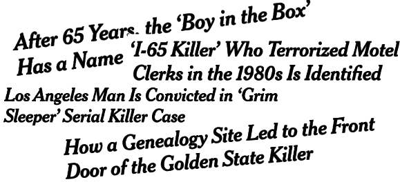 Headlines of recently solved cold cases