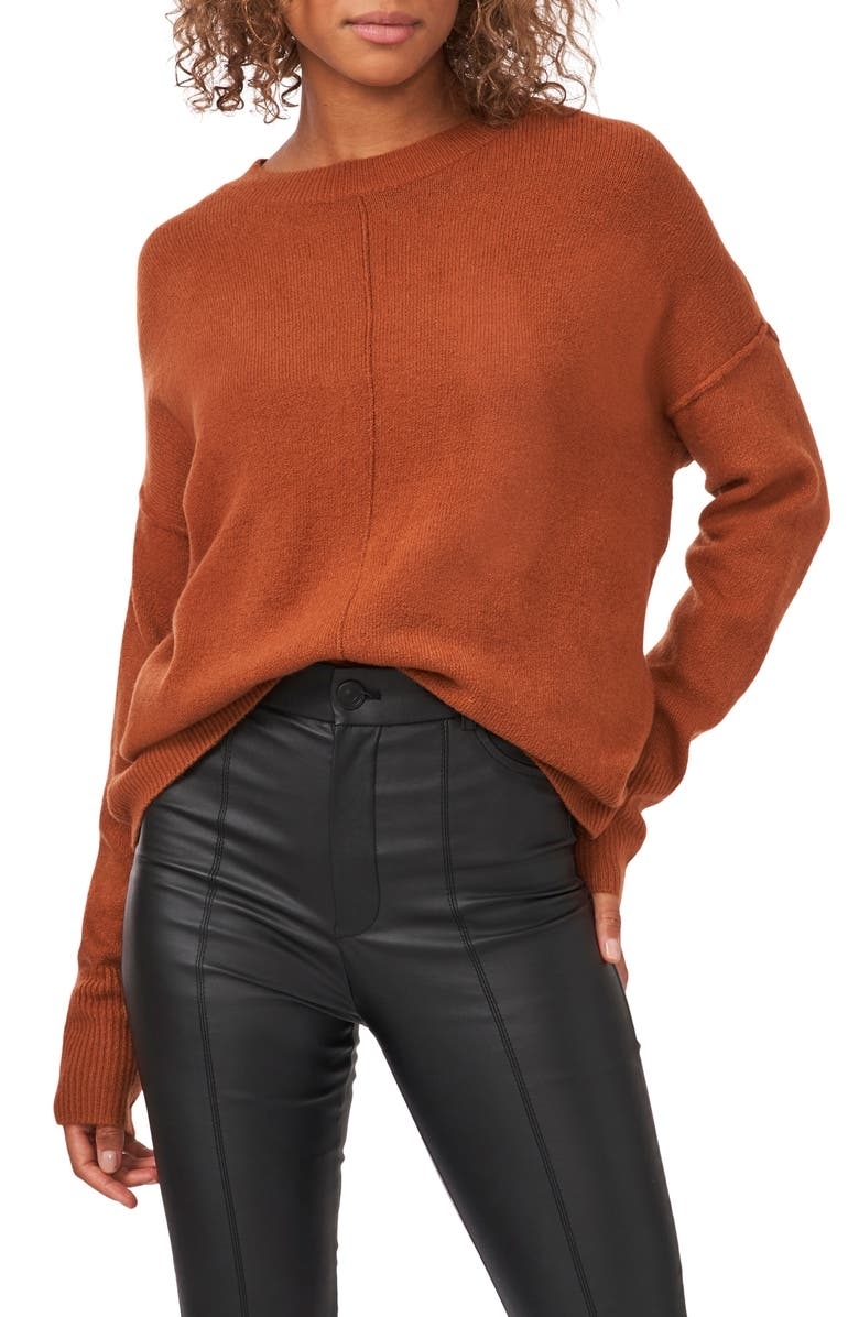 the crewneck sweater in burnt orange