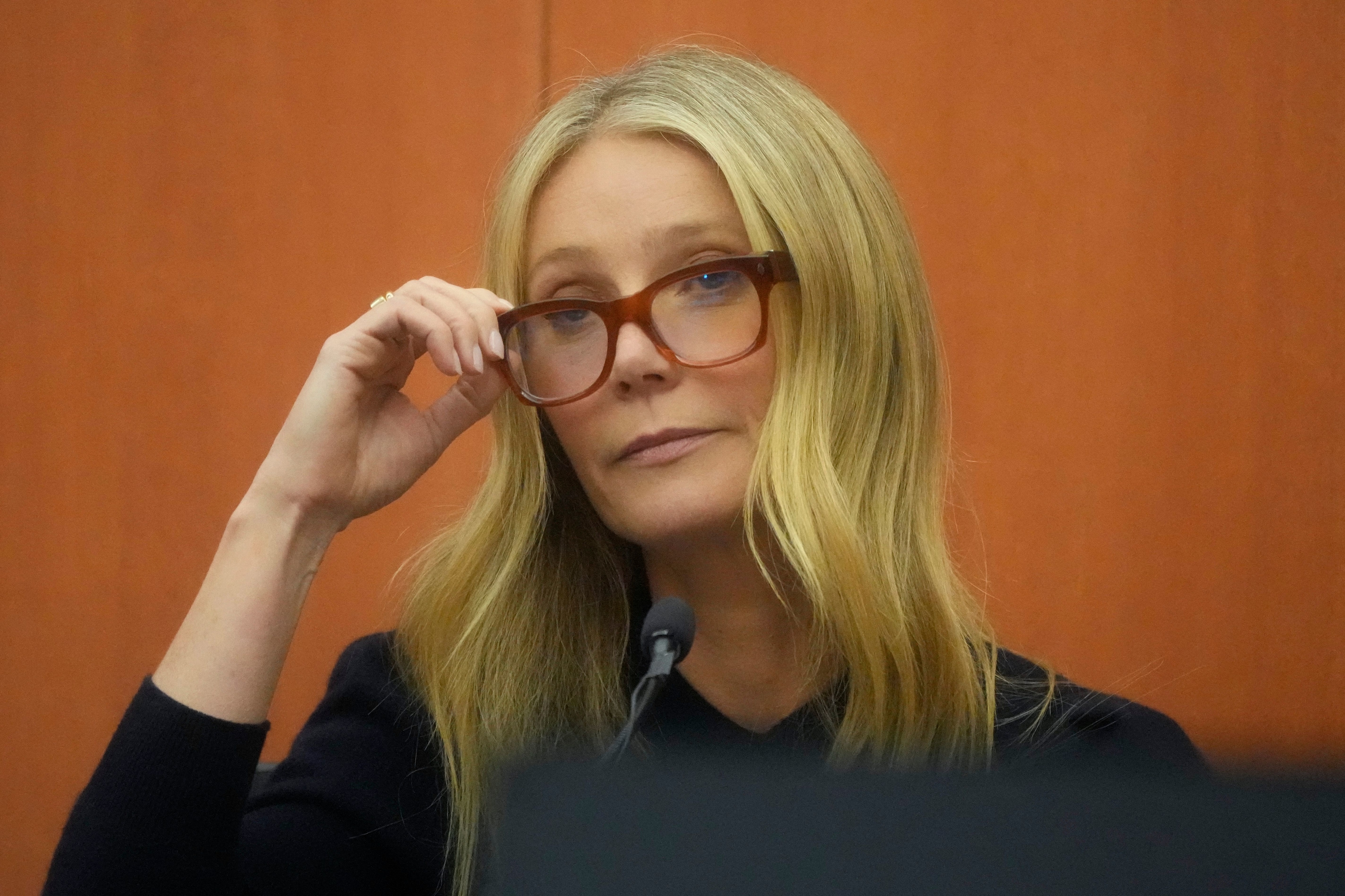 Close-up of Gwyneth in court