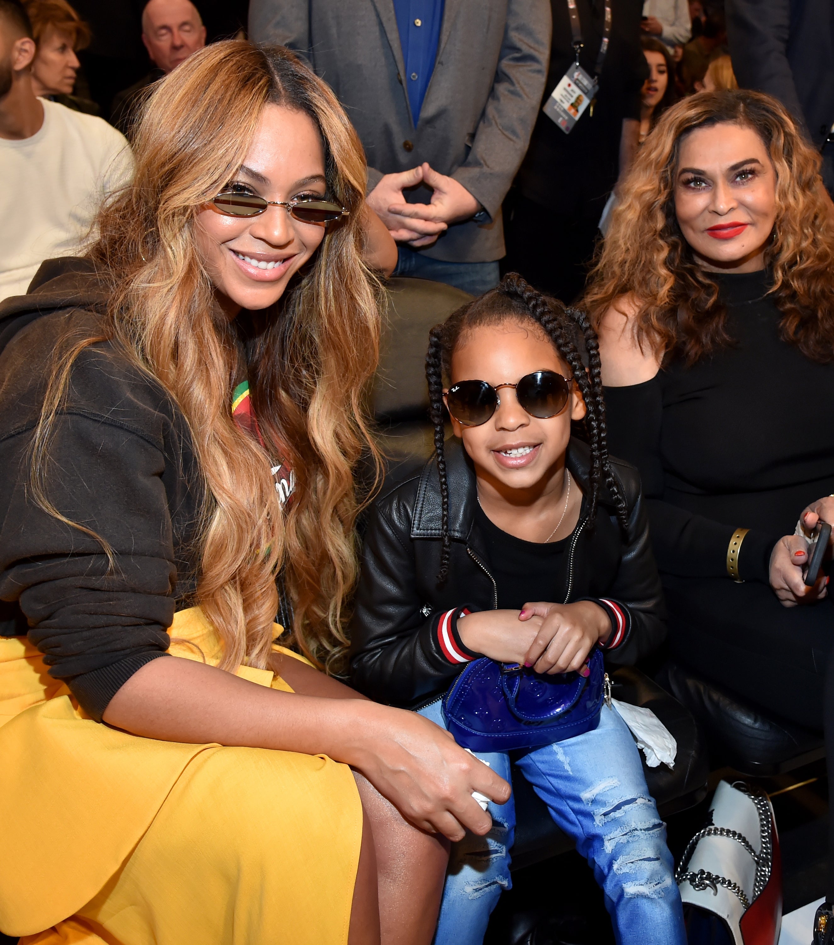 Beyoncé, Blue Ivy, and Tina sitting together