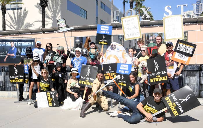 Protesters at the writers strike