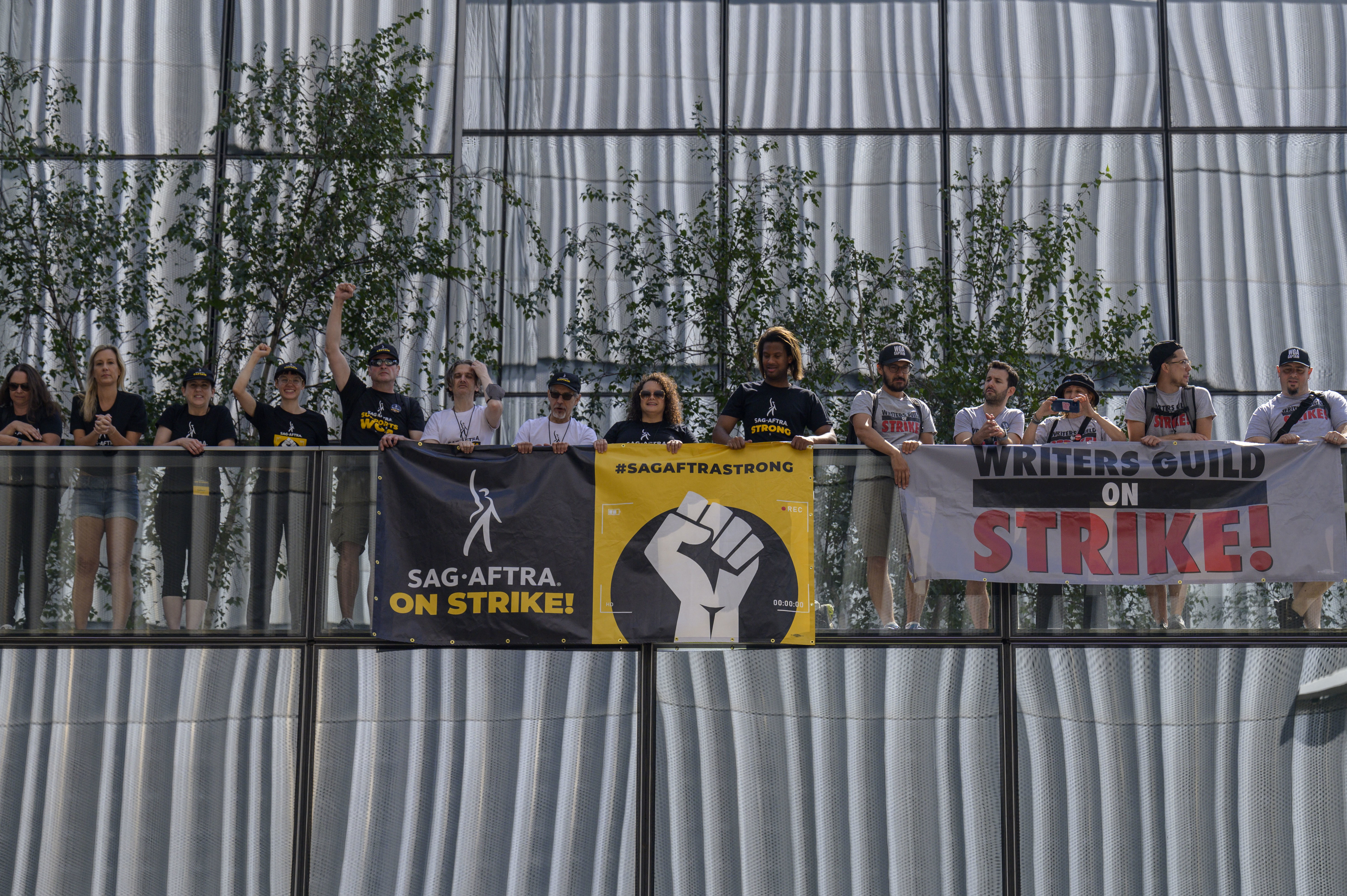 Protesters at the actors strike