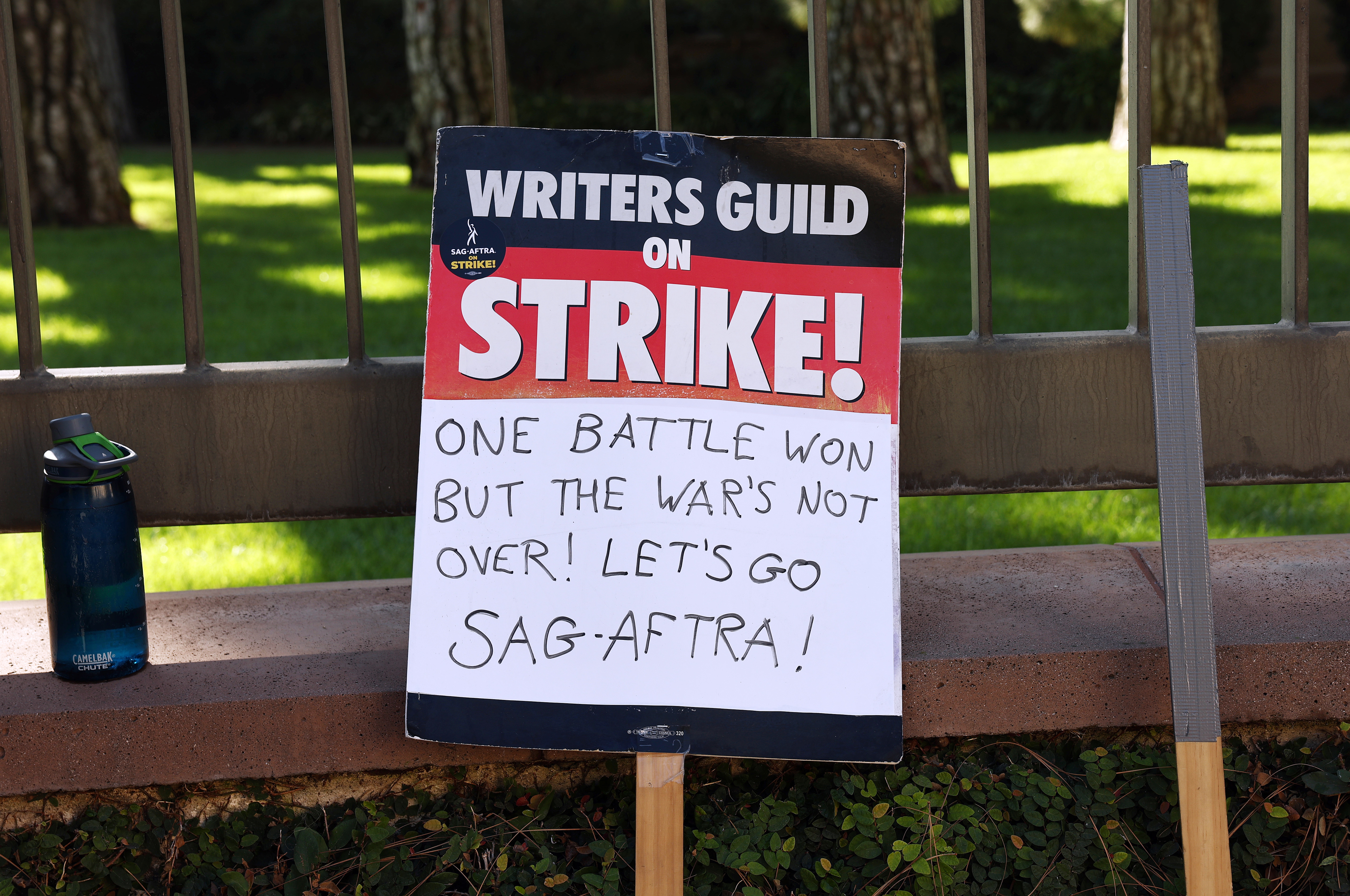 A protest sign from a strike