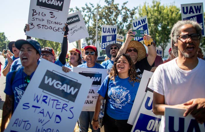 Protesters at the writers strike