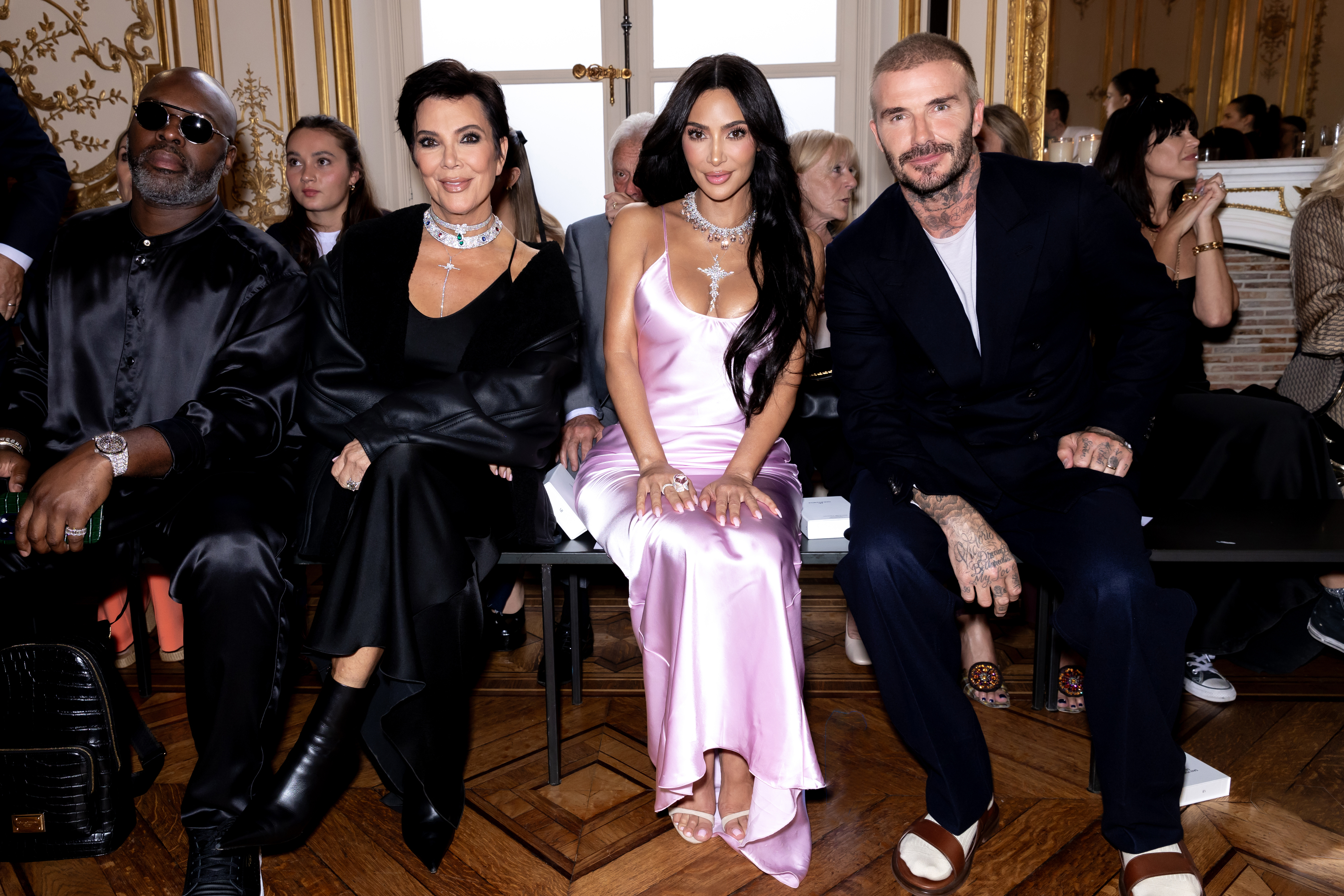 Kris Jenner, Kim Kardashian, and David Beckham