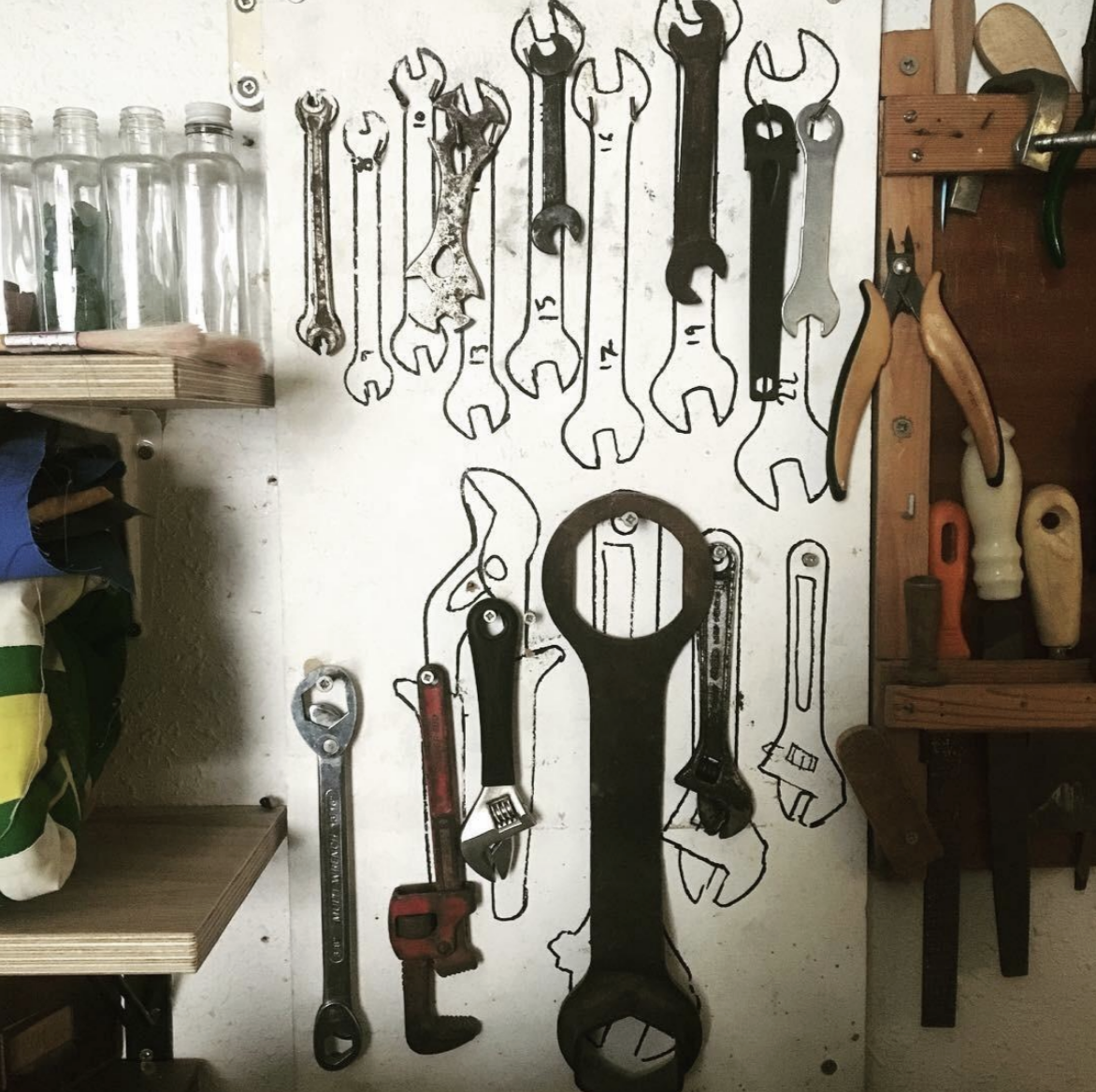Tools hanging on the wall