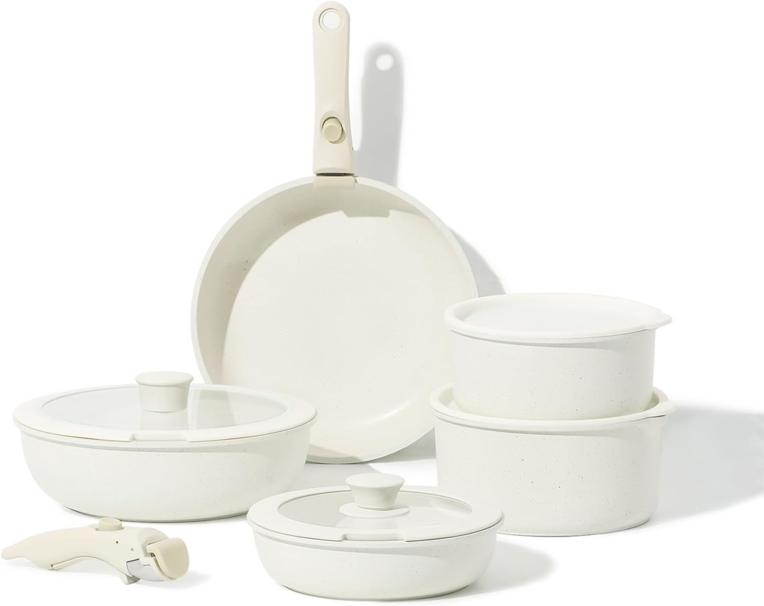 Cooking set in a cream white color
