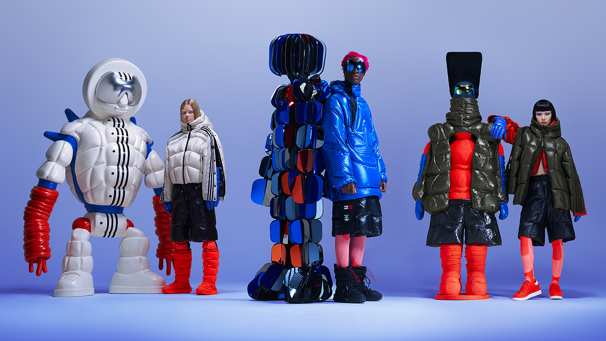 Moncler White, Red & Blue Bubble Sneakers