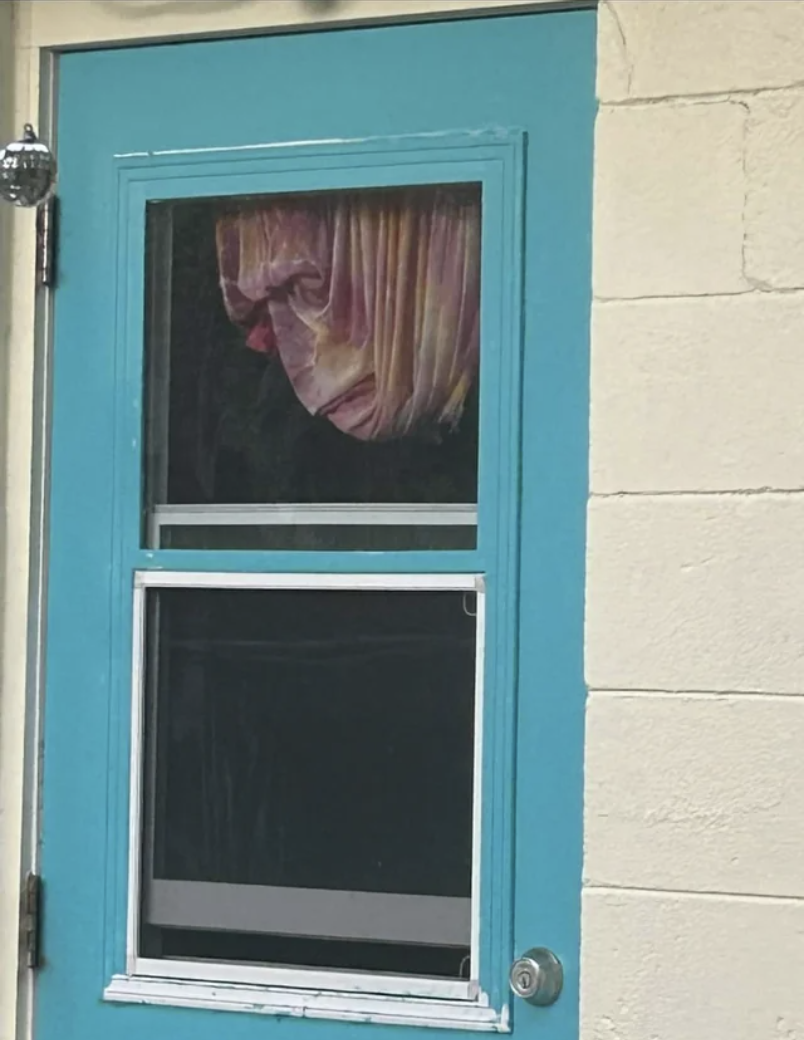a curtain shaped like a face