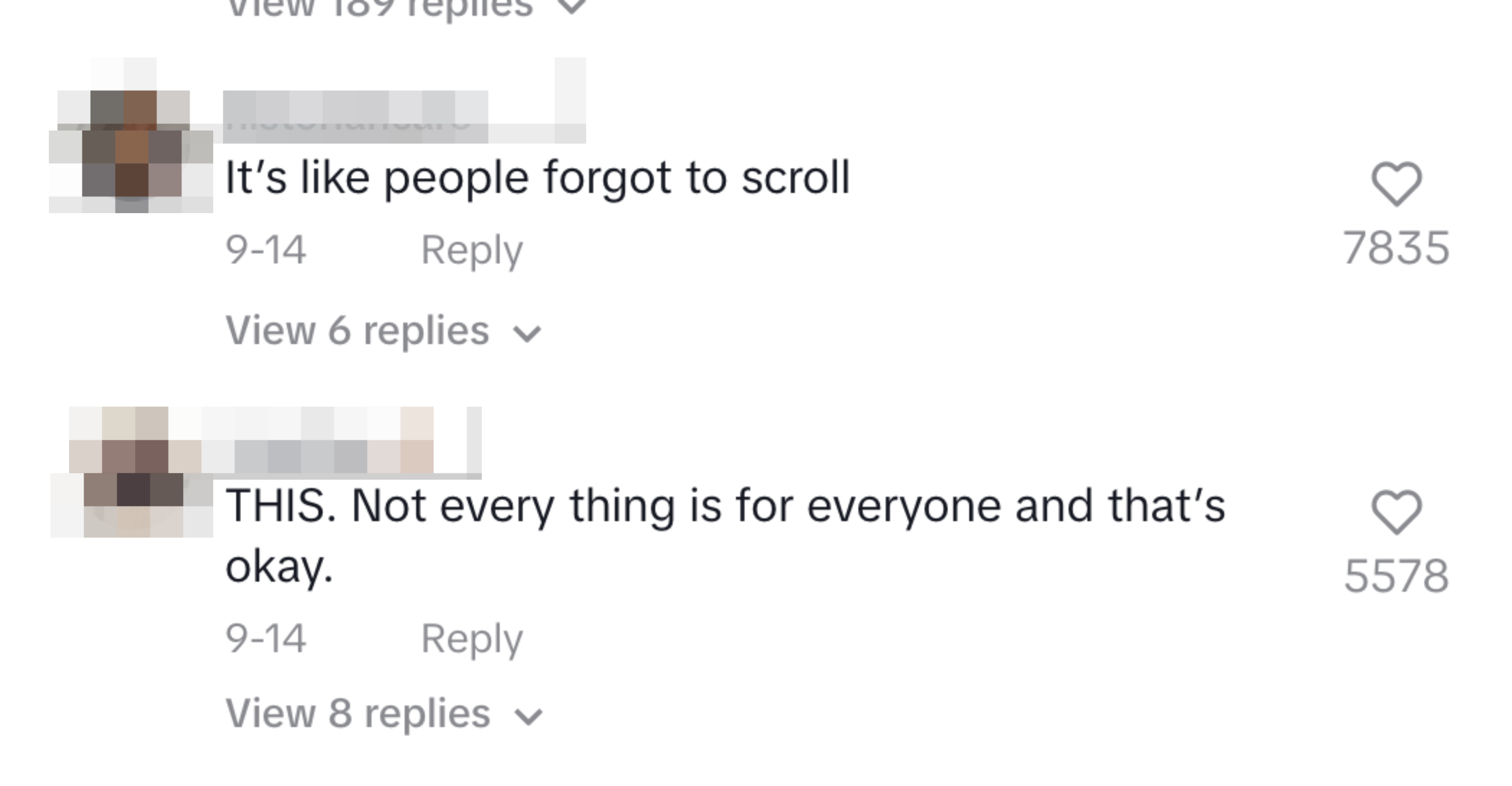 Screenshot of TikTok comments
