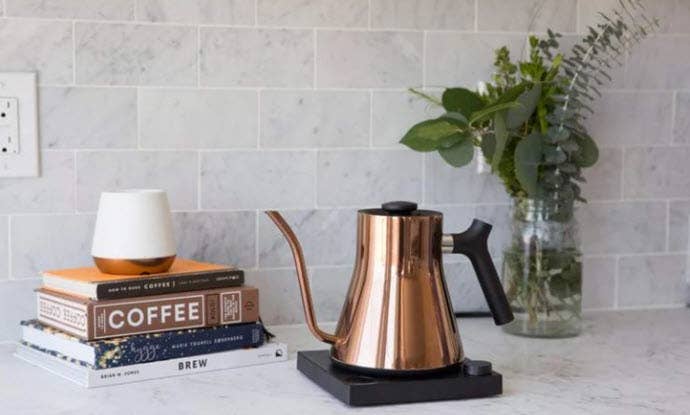 bronze wireless self-heating tea kettle