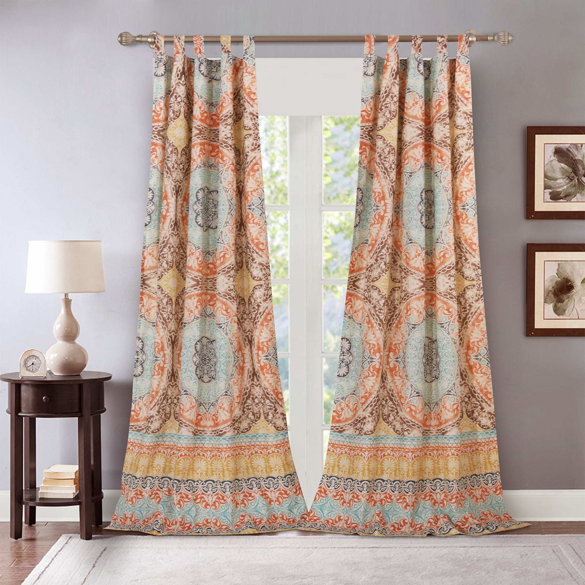 boho curtains in a living room