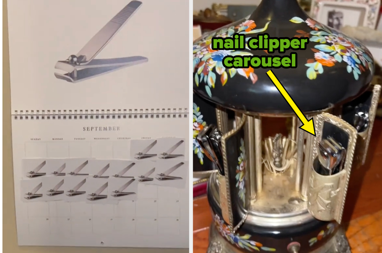 A nail clipper calendar and a nail clipper carousel is being shown