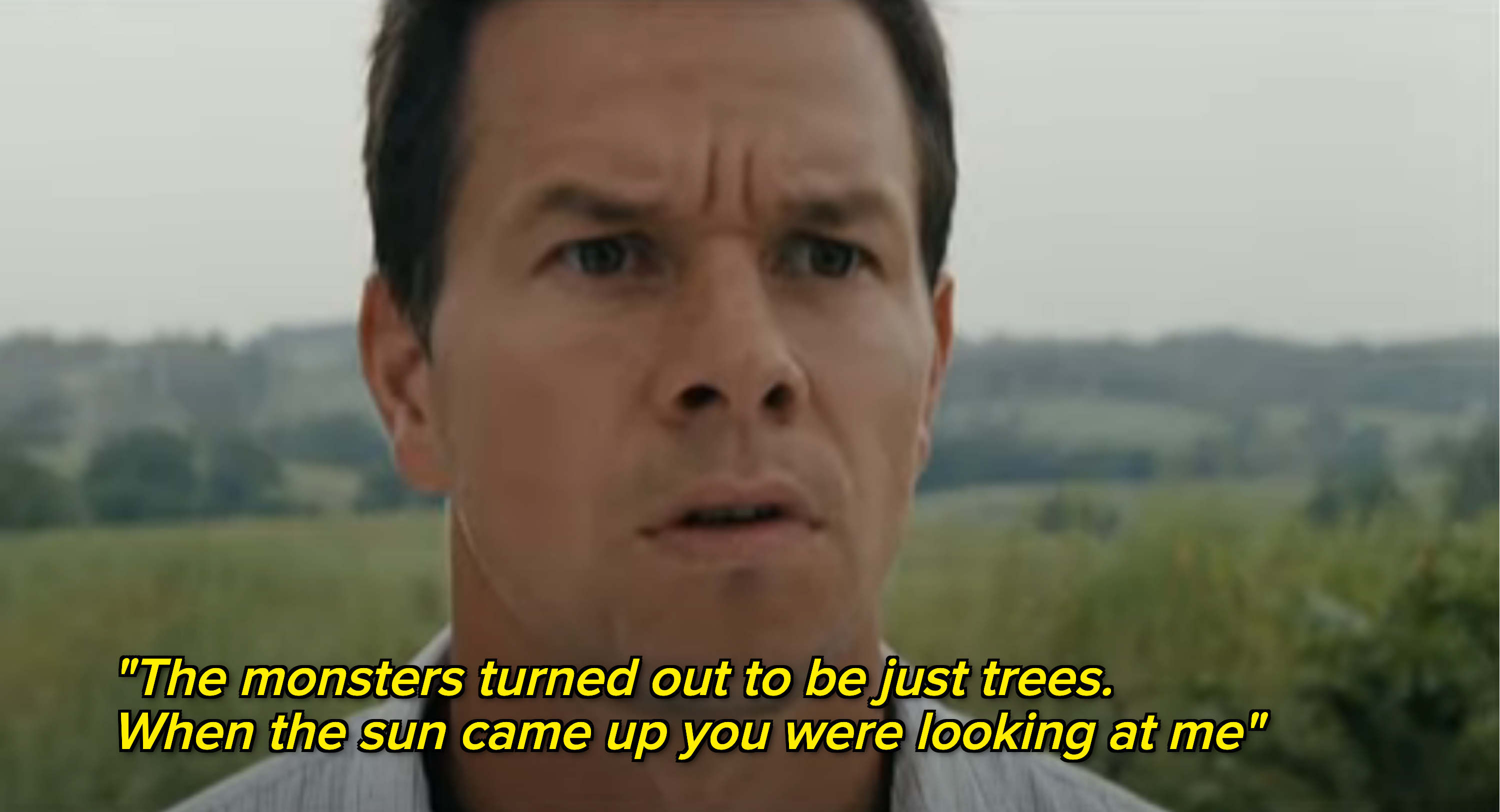 mark walberg in the happening with taylor swift lyrics &quot;The monsters turned out to be just trees.  When the sun came up you were looking at me&quot;