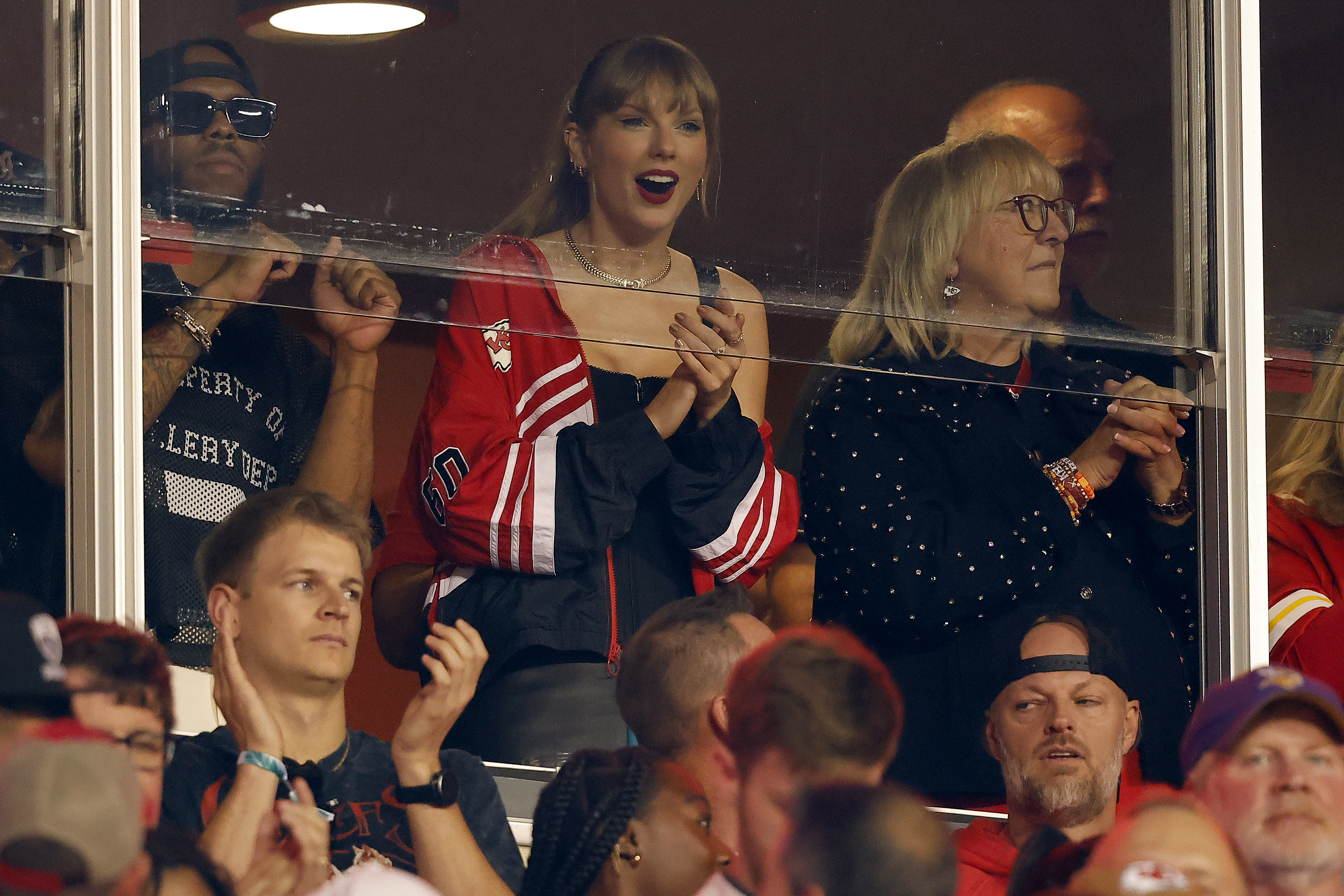 Taylor in the VIP box at the stadium
