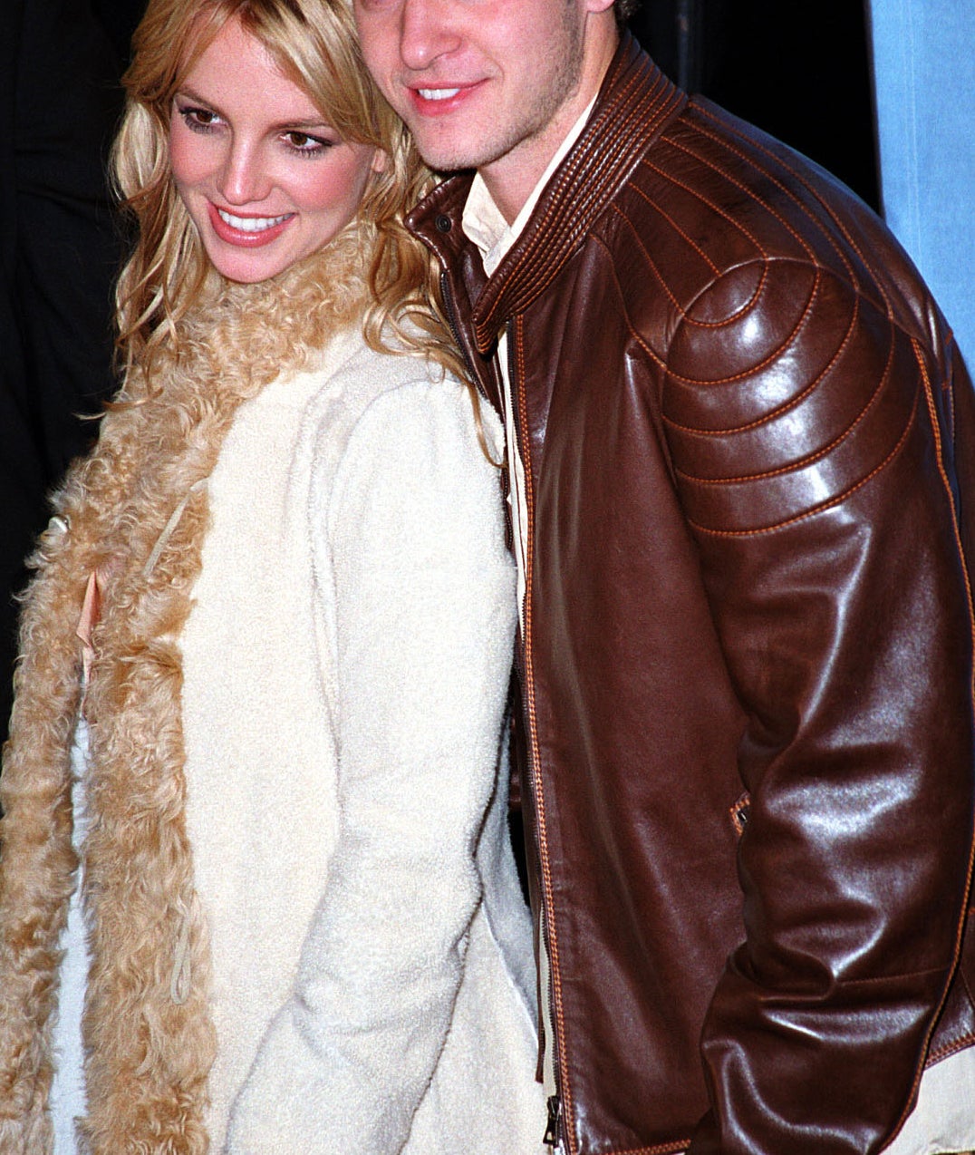 Close-up of Britney and Justin smiling