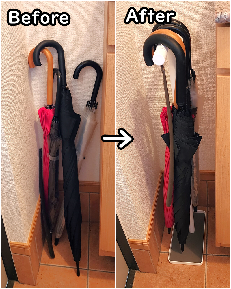 ニトリのおすすめ便利グッズ「ハンギングかさたて(ホワイト)」