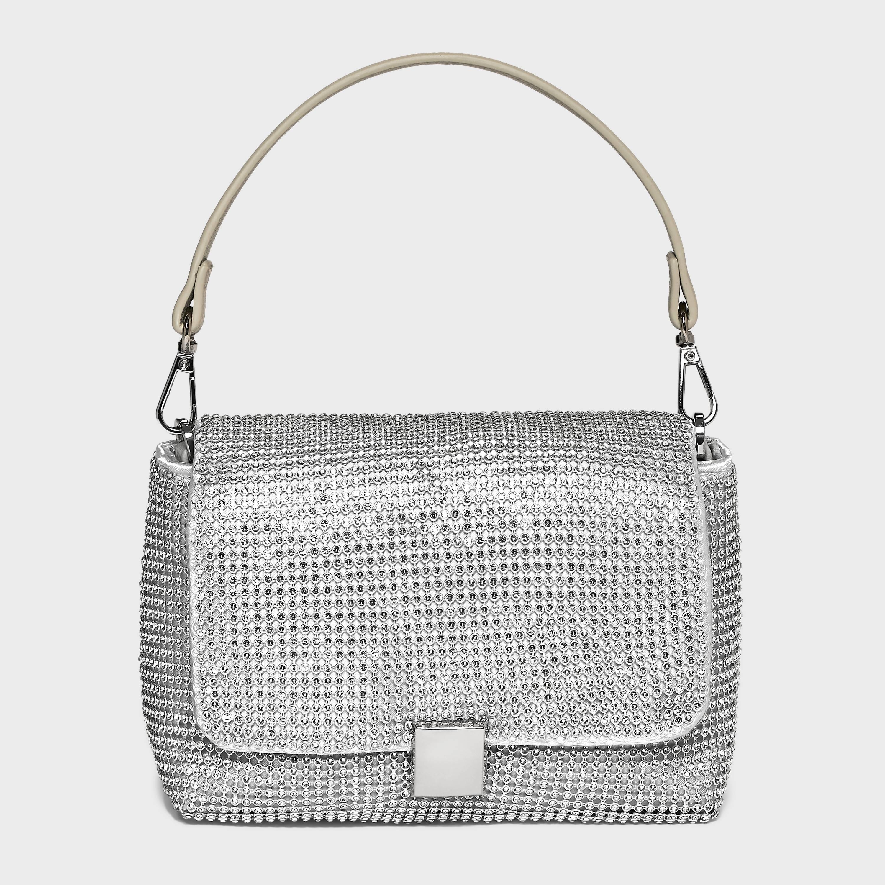 A sparkly handbag with a flap design