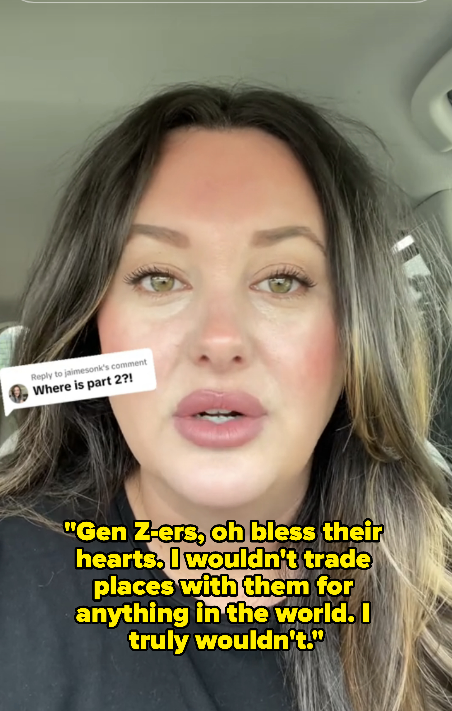 Closeup of a woman on TikTok