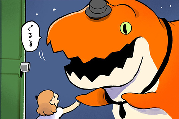 ペンギンボックスさんの漫画『パパはきょうりゅう』より