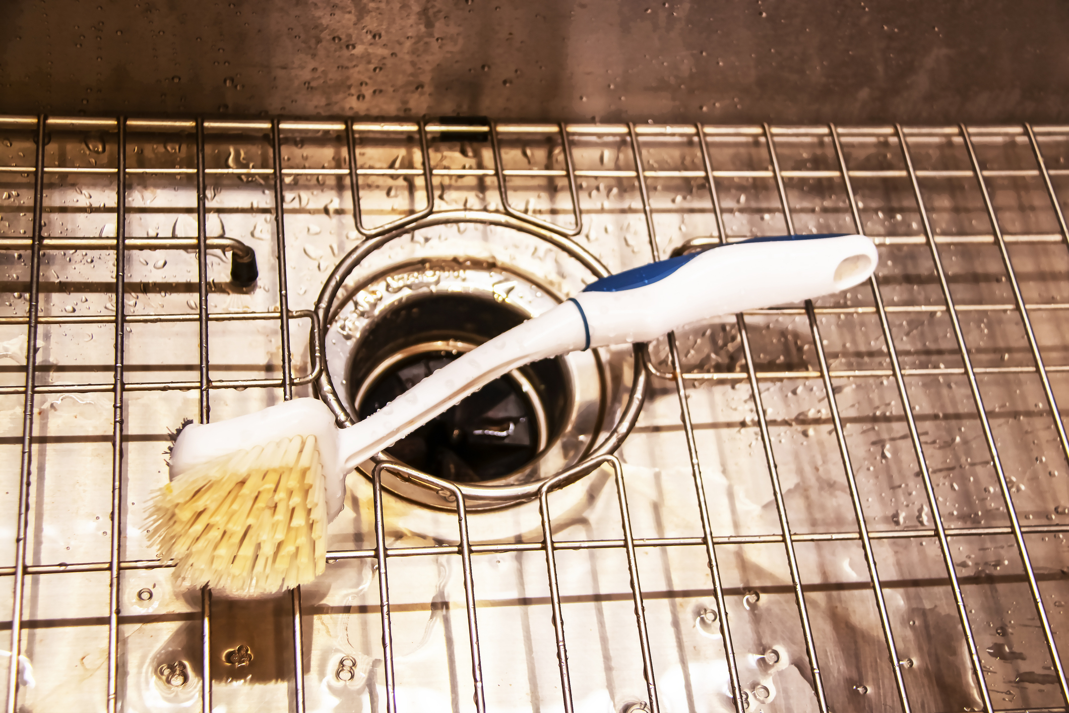 A kitchen sink and rack