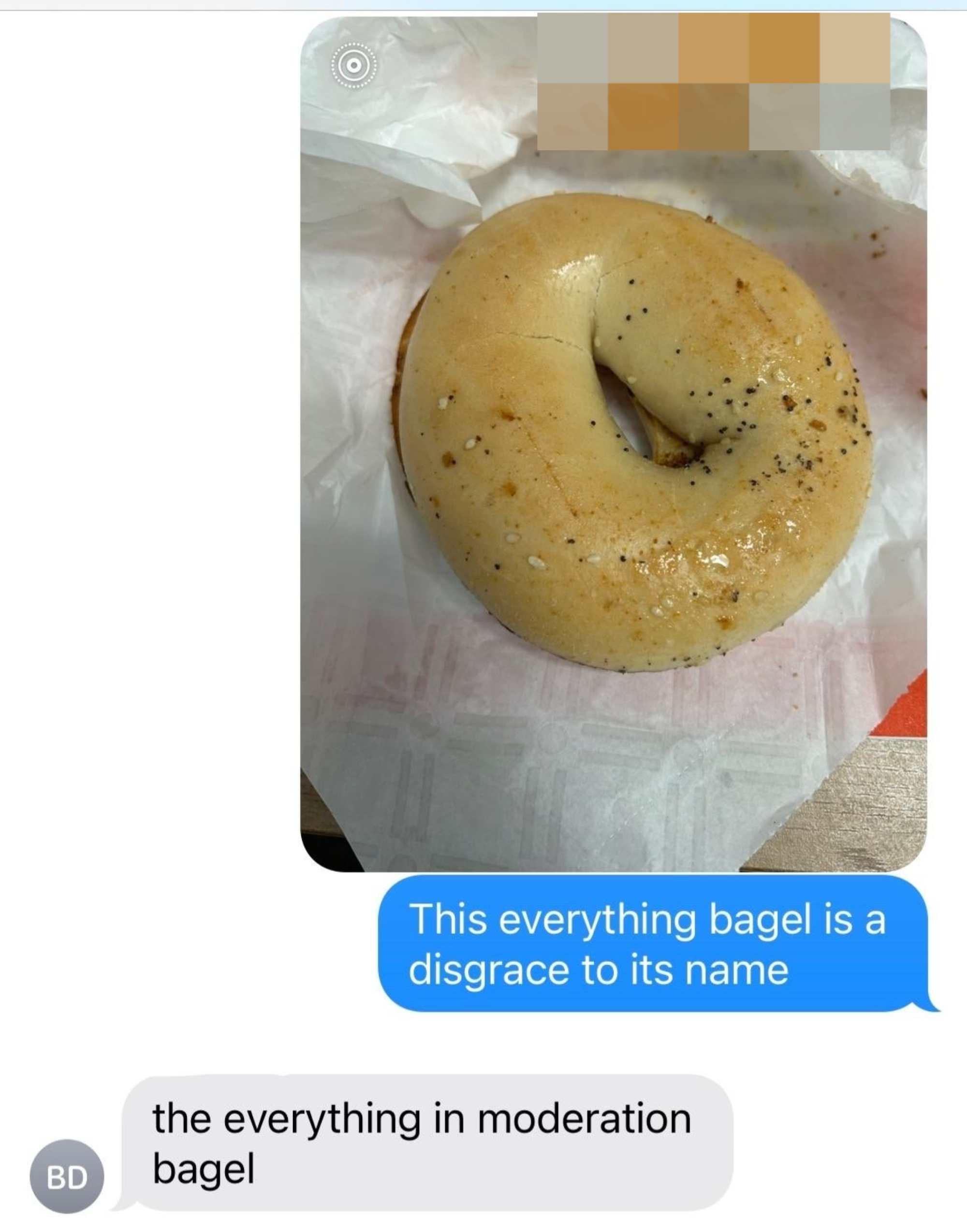 "the everything in moderation bagel"