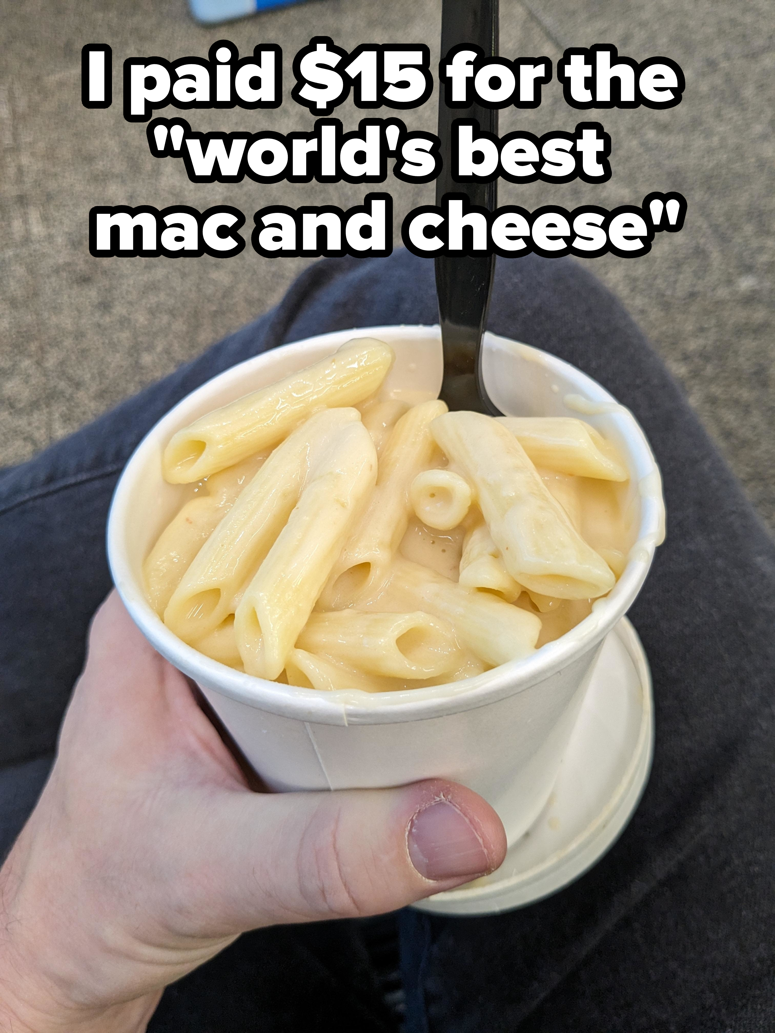 a cup of bad mac and cheese