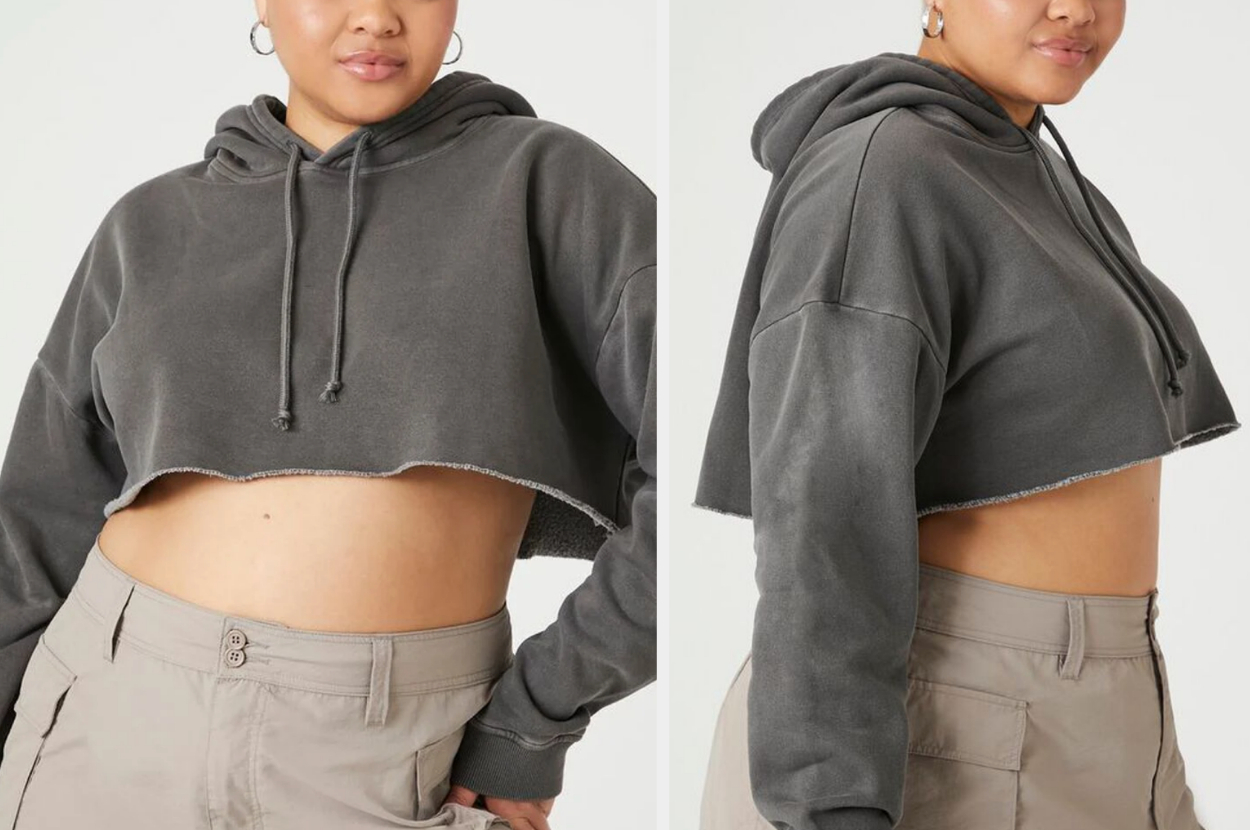 a cropped hoodie