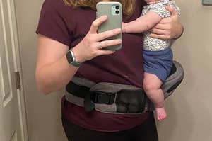 a reviewer wearing a tushbaby