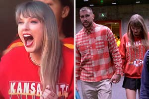 Taylor Swift and Travis Kelce at the Chiefs vs Chargers game