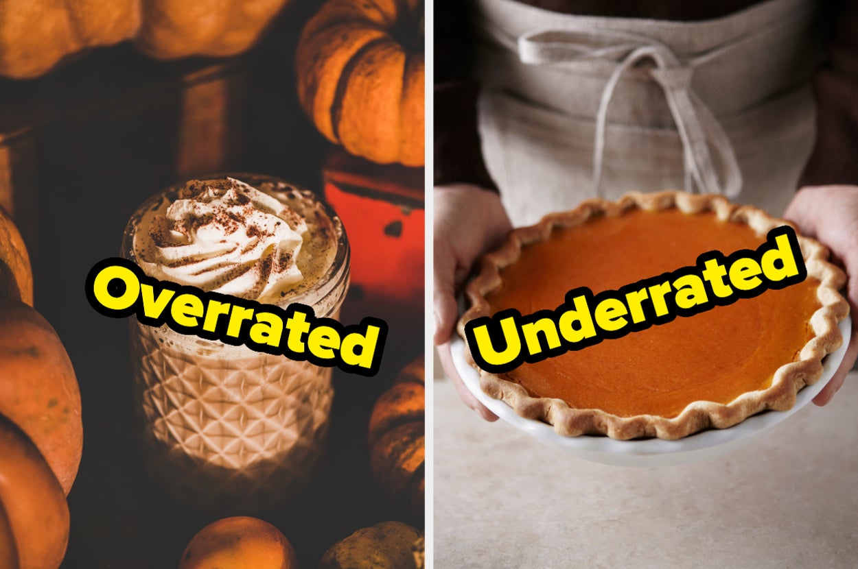 Pumpkin spice latte and pumpkin pie.